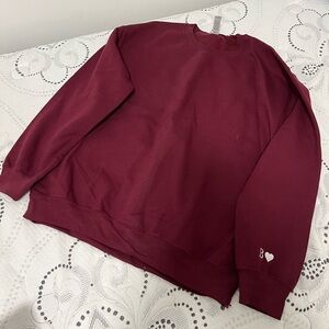 Large Maroon Sweatshirt - Embroidered ‘B’ w/ Heart on Sleeve